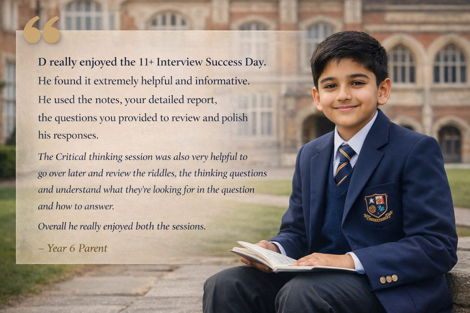 In-Person School Interview Support - Testimonial